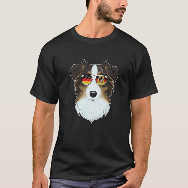 Camiseta Australian Shepherd Germany Sunglasses I German Fl (Frente)