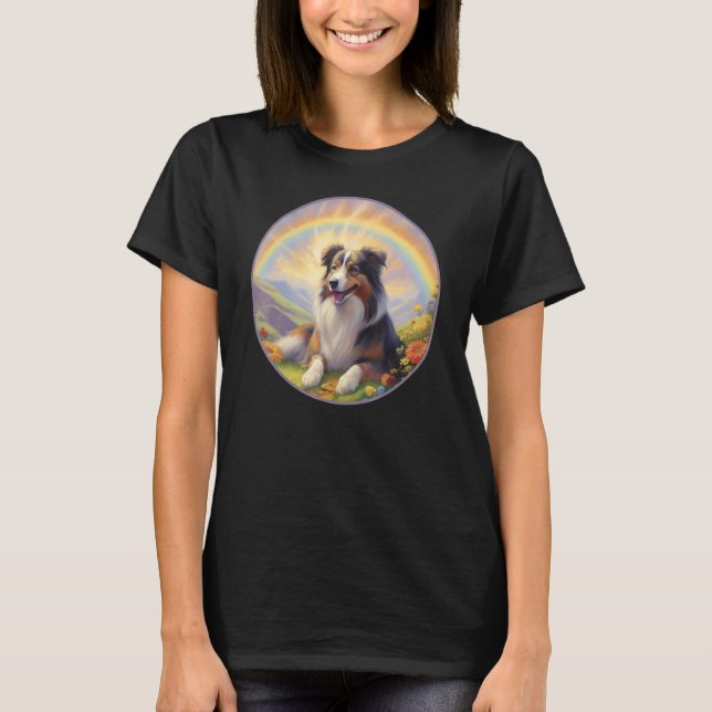 Camiseta Australian Shepherd Rainbow Bridge Aussie Dog Memo (Frente)