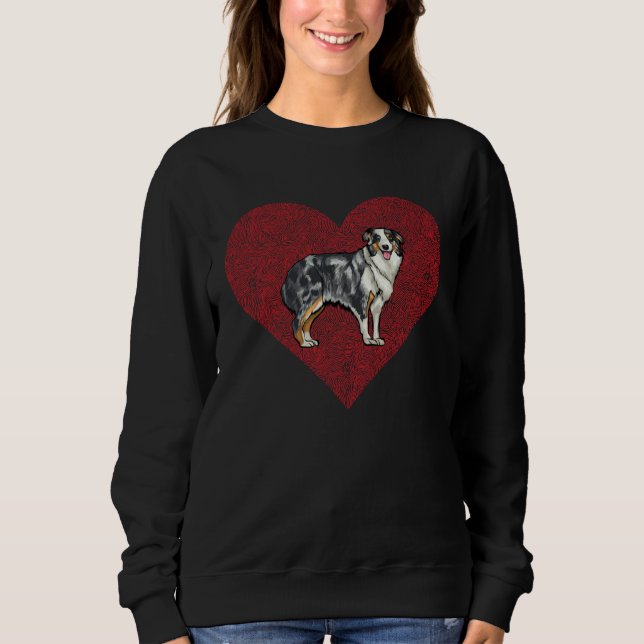 Camiseta Australian Shepherd Valentines Day Dog Love Finger (Frente)
