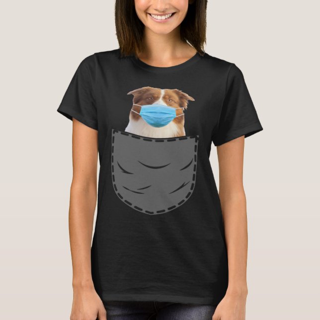 Camiseta Australian Shepherd with mask in the breast pocket (Frente)