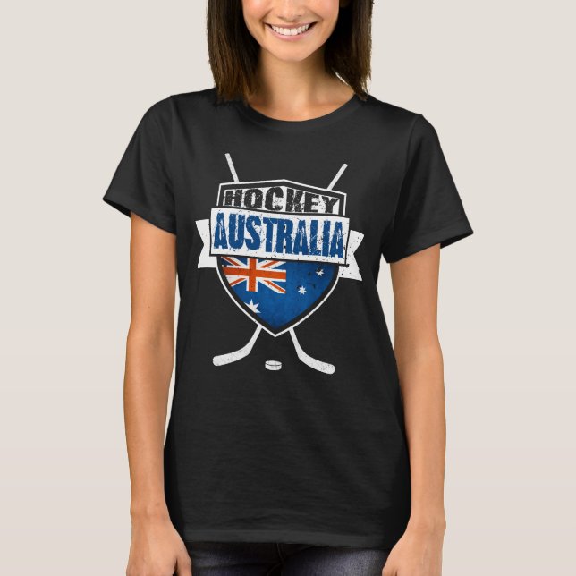 Camiseta Australiana de Hóquei no Gelo com Nome e  (Frente)