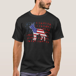 Camiseta Australiana Kelpie American Flag 4 De Julho Para M