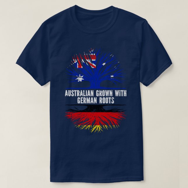 Camiseta Australiano crescido com bandeira alemã das raízes (Frente do Design)