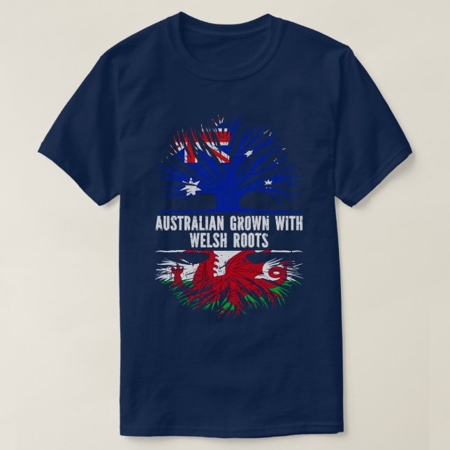 Camiseta Australiano crescido com galês Raízes na Austrália (Frente do Design)