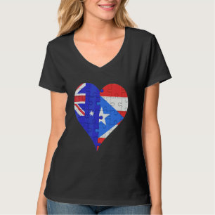 Camiseta australiano porto-riquenho Flag Heart
