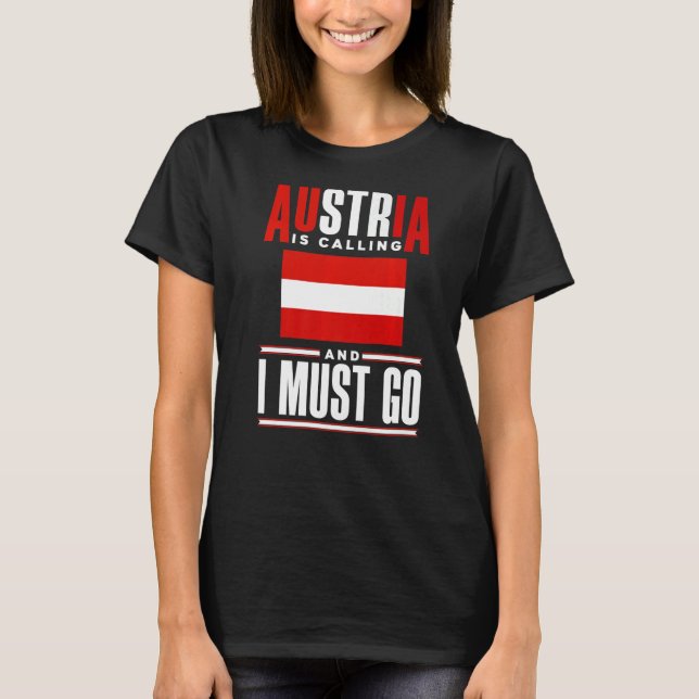 Camiseta Áustria, Áustria, Bandeira Áustria, Está Chamando (Frente)