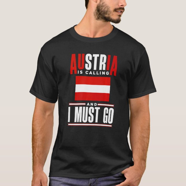 Camiseta Áustria, Áustria, Bandeira Áustria, Está Chamando (Frente)