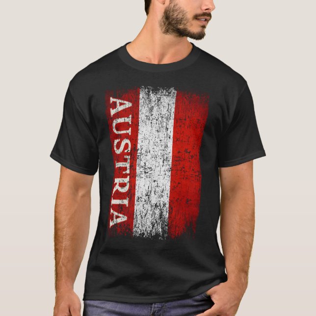Camiseta Áustria Bandeira Mulheres Presentes Homens Criança (Frente)