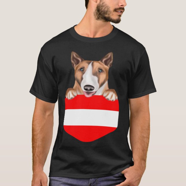 Camiseta Austria Flag Bull Terrier Dog In Pocket (Frente)