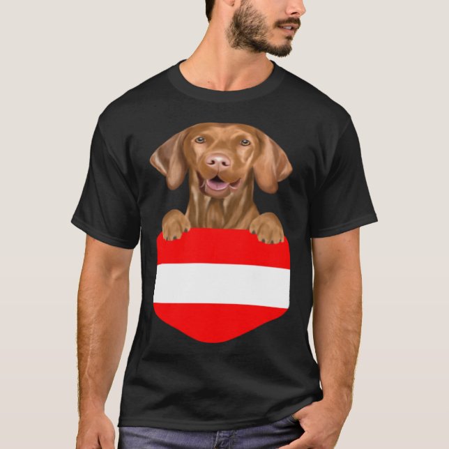 Camiseta Austria Flag Vizsla Dog In Pocket (Frente)