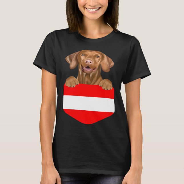 Camiseta Austria Flag Vizsla Dog In Pocket (Frente)