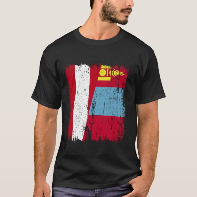 Camiseta Áustria Mongólia Meia Bandeira Austríaco Mongol Ca (Frente)