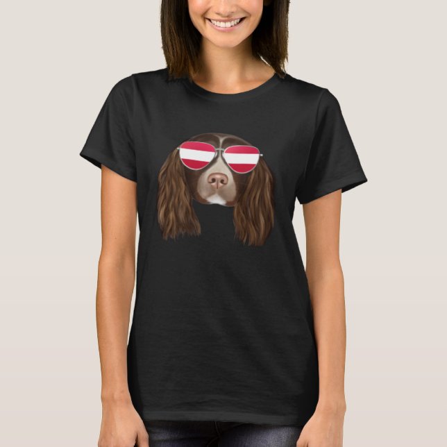Camiseta Austrian Flag English Springer Spaniel Dog Austria (Frente)