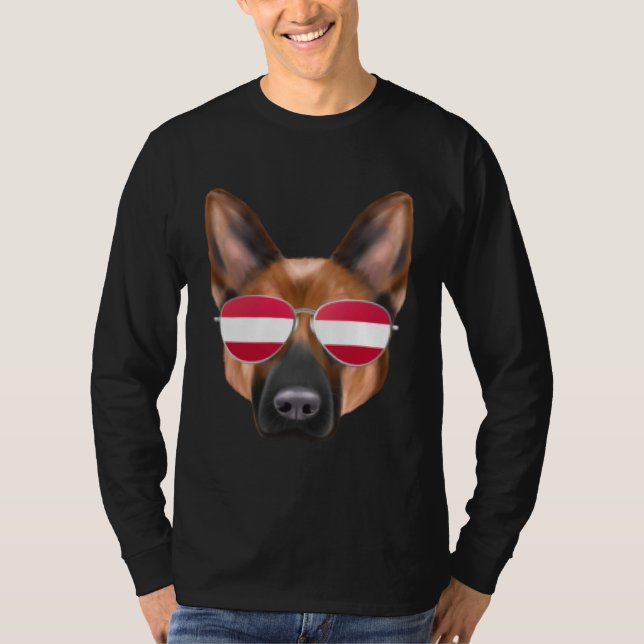 Camiseta Austrian Flag German Shepherd Dog Austria Pocket (Frente)