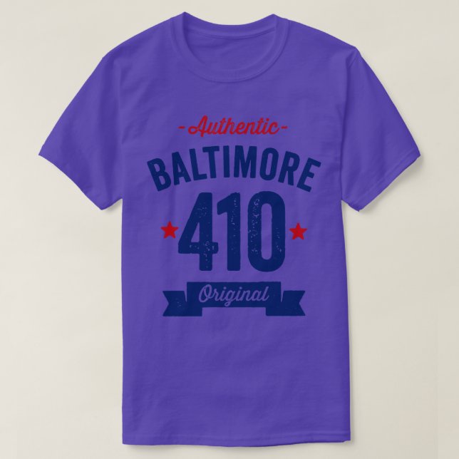 Camiseta Authentic Baltimore 410 Area Code (Frente do Design)