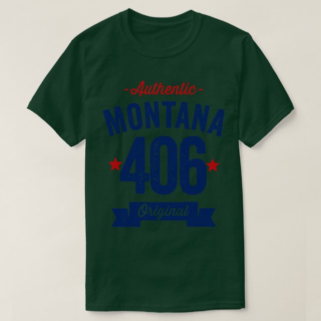 Camiseta Authentic Montana 406 Area Code (Frente do Design)