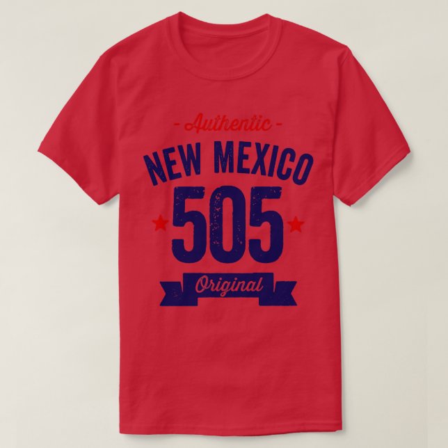 Camiseta Authentic New Mexico 505 Area Code (Frente do Design)