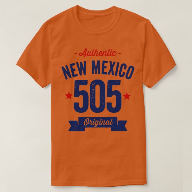 Camiseta Authentic New Mexico 505 Area Code (Frente do Design)