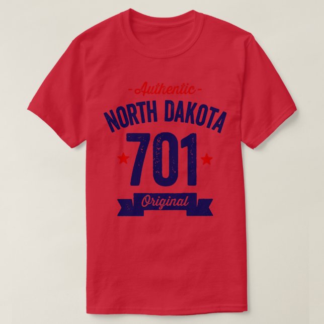 Camiseta Authentic North Dakota 701 Area Code (Frente do Design)
