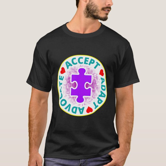 Camiseta Autism Accept Adapt Advocate A Nice Drawing With 3 (Frente)