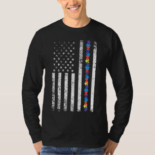 Camiseta Autism American Flag Puzzle Piece Products Awarene