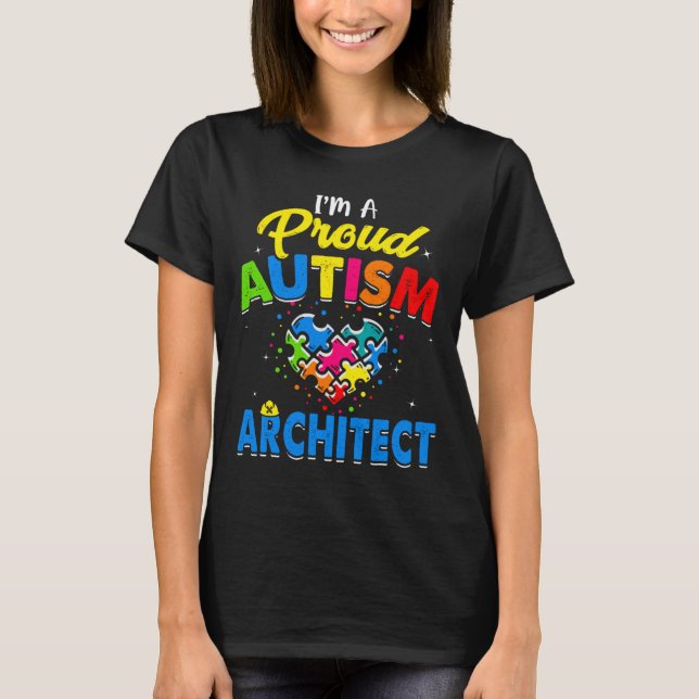 Camiseta Autism Architect Autism Awarness Accept Suporte L (Frente)