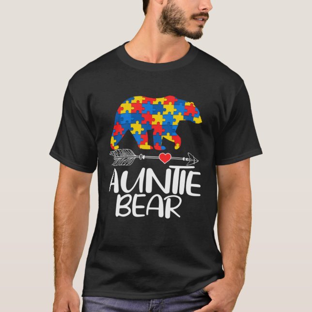 Camiseta Autism Auntie Bear Autistic Support Autism Awarene (Frente)