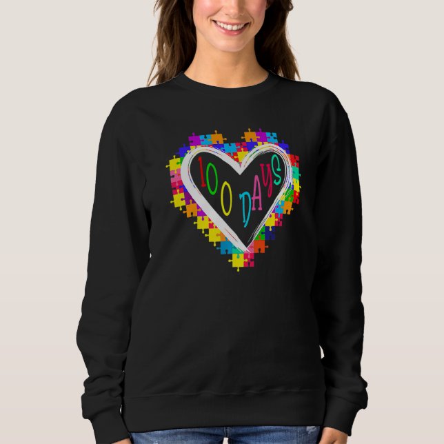 Camiseta Autism Awareness 100 Days Heart 100th Day Of Schoo (Frente)