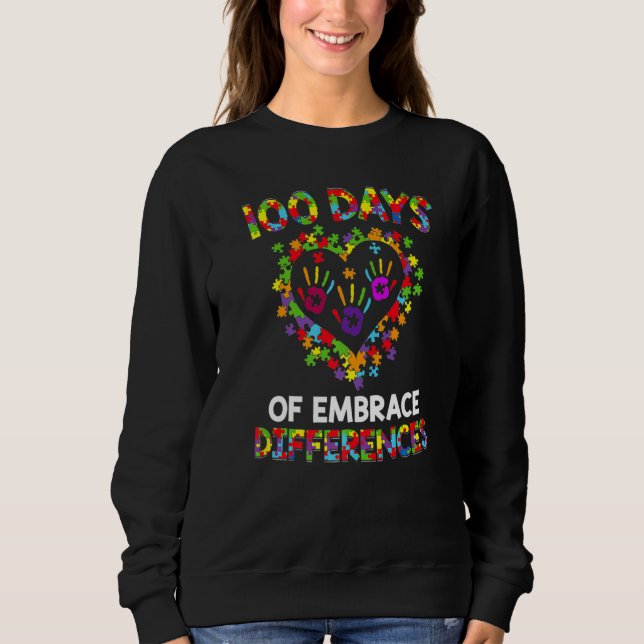 Camiseta Autism Awareness 100 Days Of School Teacher Kids B (Frente)