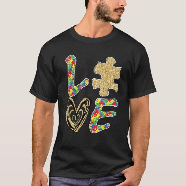 Camiseta Autism Awareness 2023 Love and Cute Puzzle Piece D (Frente)