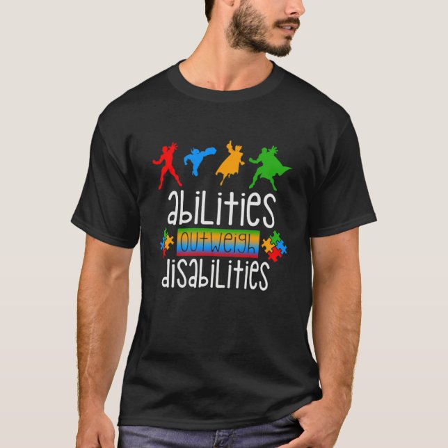 Camiseta Autism Awareness  Abilities Outweigh Disabilities  (Frente)