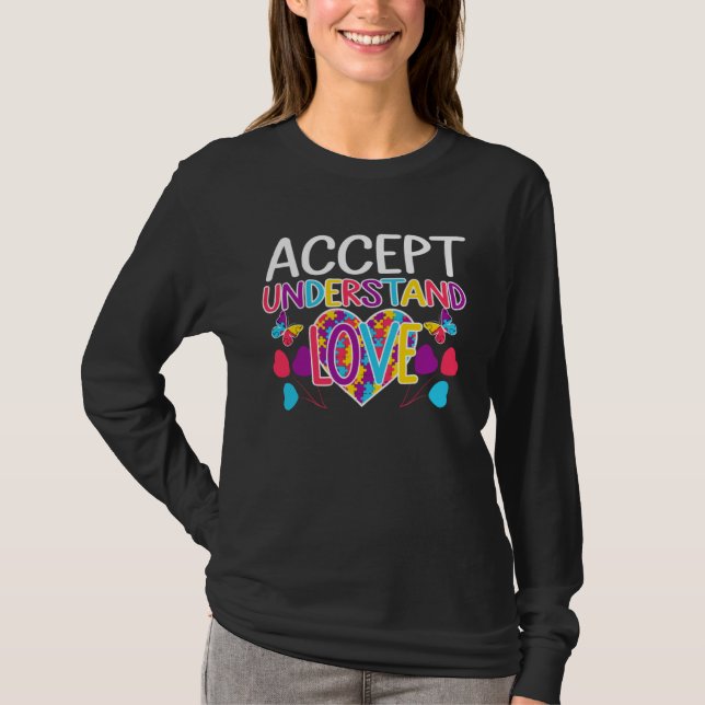 Camiseta Autism Awareness  Accept Understand Love ASD (Frente)