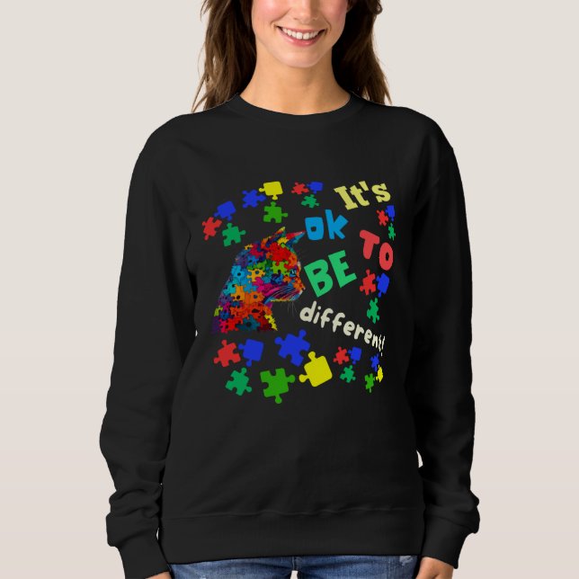 Camiseta Autism Awareness Acceptance Cats Its Ok To Be Diff (Frente)