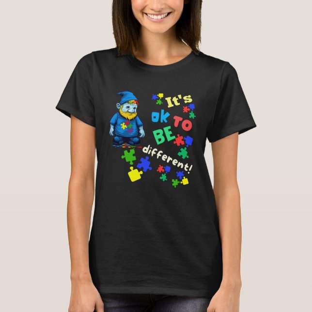 Camiseta Autism Awareness Acceptance Gnome Its Ok To Be Dif (Frente)