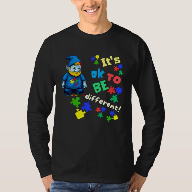 Camiseta Autism Awareness Acceptance Gnome Its Ok To Be Dif (Frente)