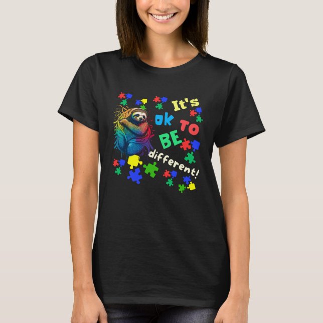 Camiseta Autism Awareness Acceptance Sloth Its Ok To Be Dif (Frente)