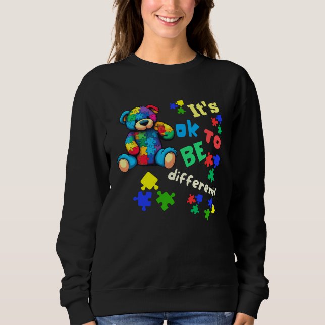 Camiseta Autism Awareness Acceptance Teddy Bear Ok To Be Di (Frente)