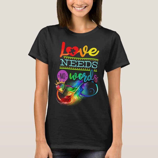 Camiseta Autism Awareness ASD Infinity Rainbow Love Needs N (Frente)