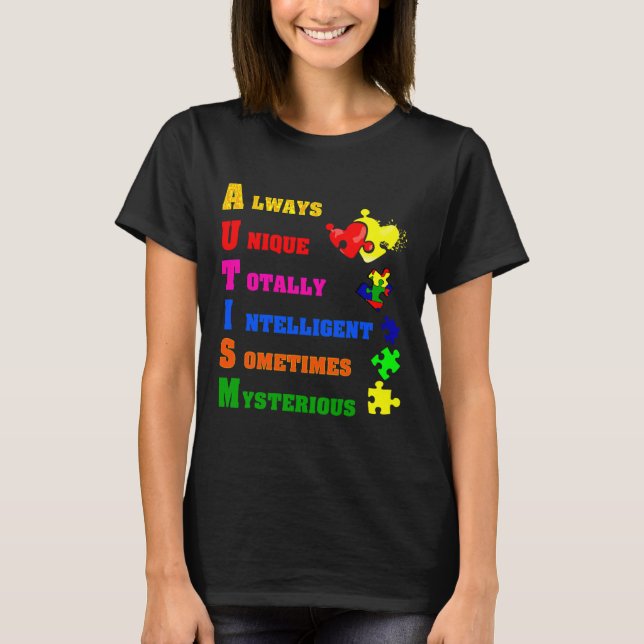 Camiseta Autism Awareness Autism Acronym Puzzle Piece Suppo (Frente)
