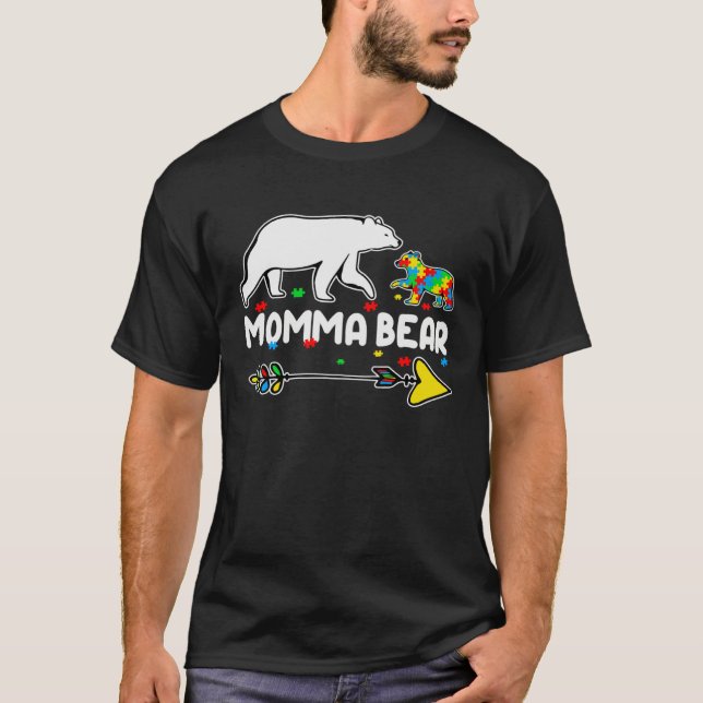 Camiseta Autism Awareness Autism Momma Bear Support Autism (Frente)