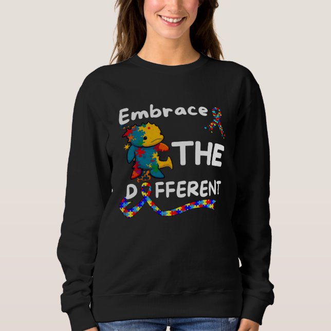 Camiseta Autism Awareness Axolotl Embrace Different Unmaski (Frente)