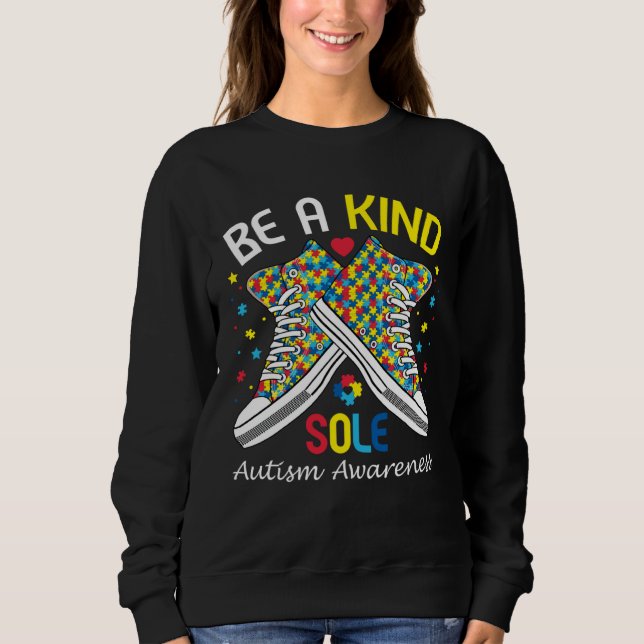 Camiseta Autism Awareness  Be A Kind Sole Puzzle Shoe (Frente)