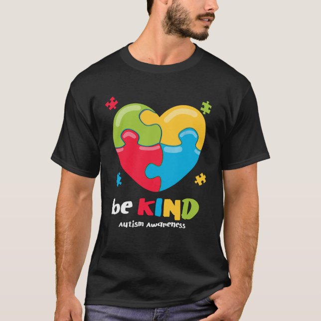 Camiseta Autism Awareness   Be Kind Puzzle Heart Kindness   (Frente)