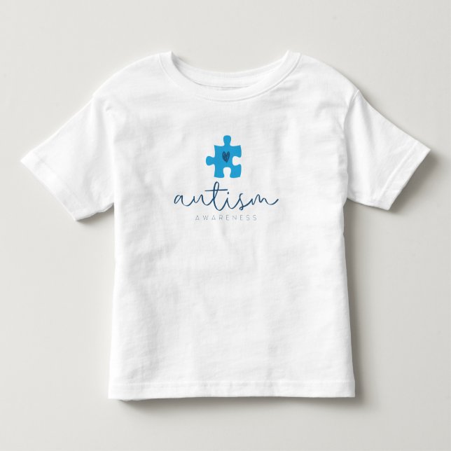Camiseta autism awareness blue puzzle piece heart  (Frente)