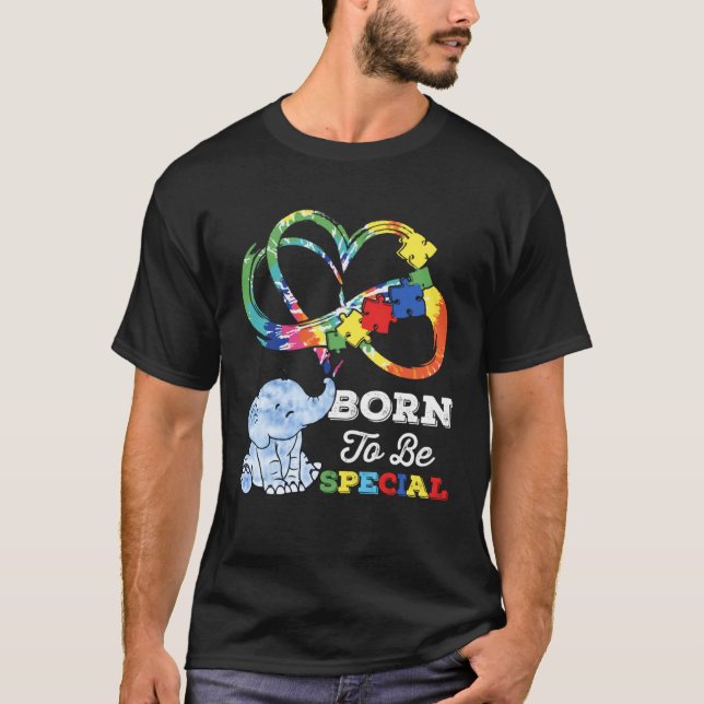 Camiseta Autism Awareness Born Special Elephant Infinity Lo (Frente)