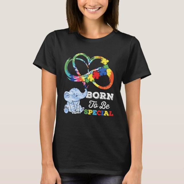 Camiseta Autism Awareness Born Special Elephant Infinity Lo (Frente)