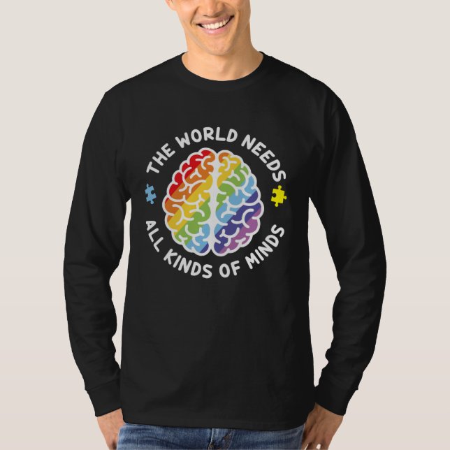 Camiseta Autism Awareness Brain The World Needs All Kinds O (Frente)