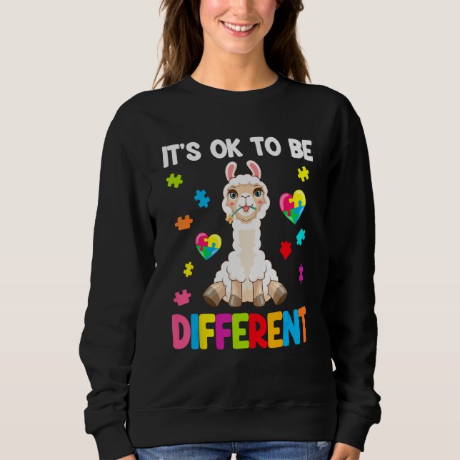 Camiseta Autism Awareness Cute Llama  It s Ok To Be Differe (Frente)