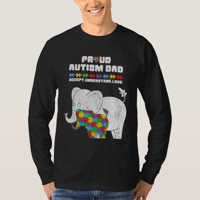 Camiseta Autism Awareness Dad Accept Proud Autism Son Dad E (Frente)