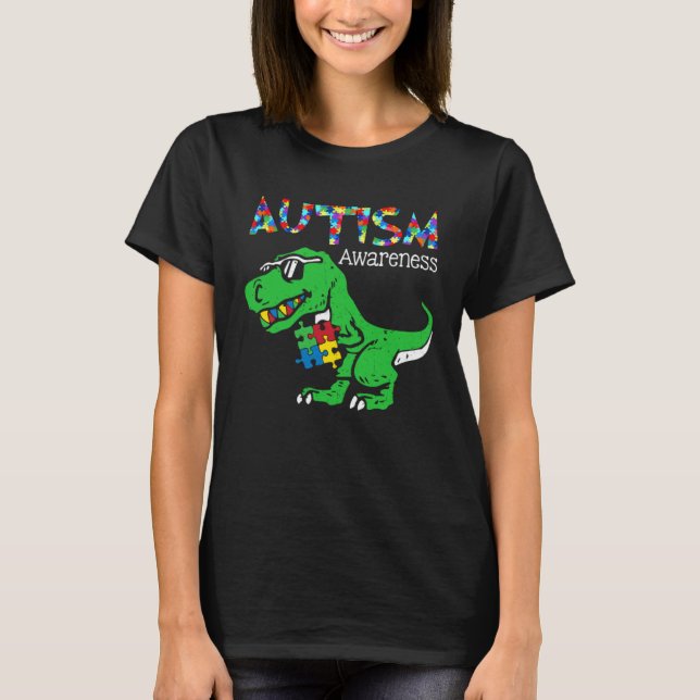 Camiseta Autism Awareness Dinosaur Its Ok To Be Different B (Frente)